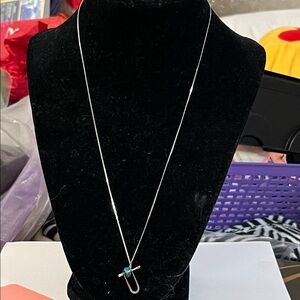 Sterling Silver Necklace with Turquoise Accent Pendant - Women Jewelry